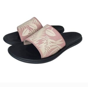 Olukai Punua 'Olu Floral Slip On Slides Women's Size 8 Ash Rose